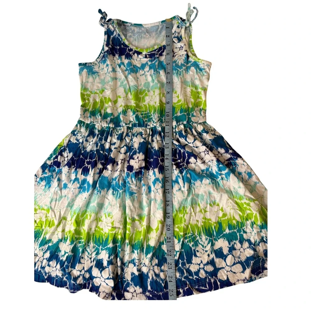 The Children's Place Dress Tie‎ Strap Sleeveless Casual Blue Green L (10-12)
